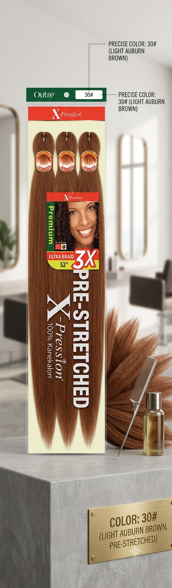 Outre X-Pression 3X Ultra Braid 57" – Color 30 Auburn