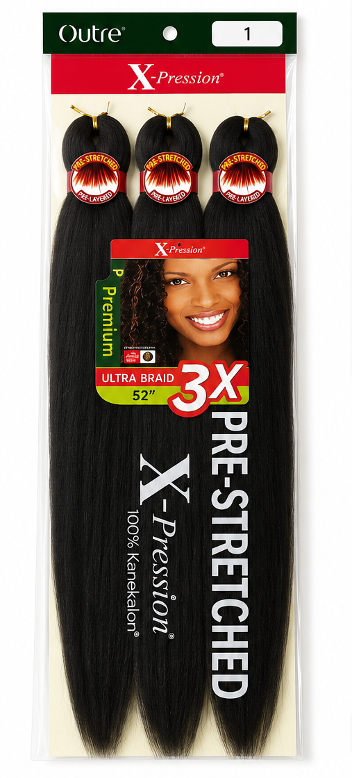 Outre X-Pression 3X Ultra Braid 52" – Color 1 Jet Black