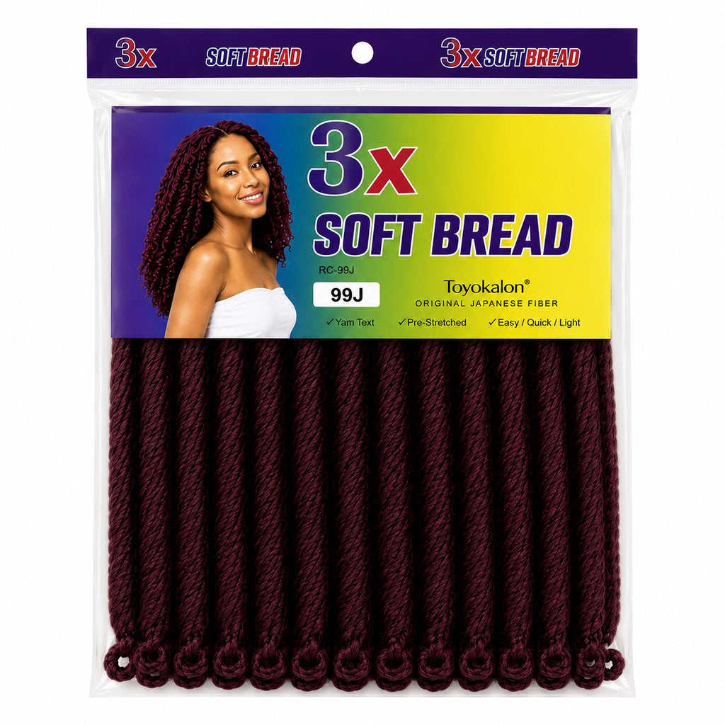 3X Soft Bread crochet hair in color 99J, front package view