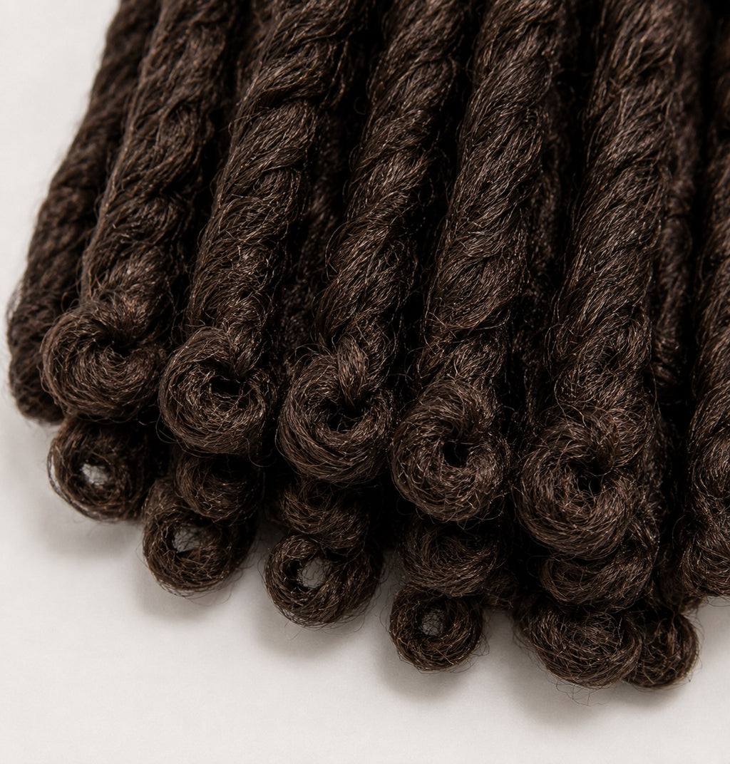 3X Soft Bread crochet hair color 2 looped ends close-up