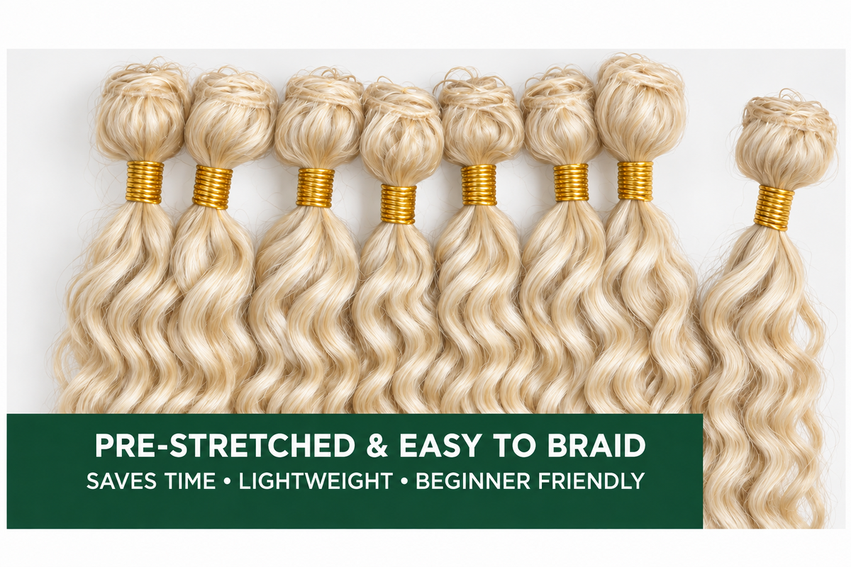 613 blonde BULK deep wave hair bundles, pre-stretched and easy to braid