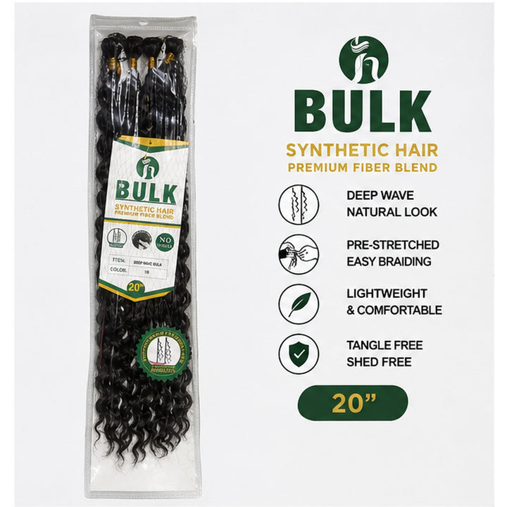 BULK Deep Wave Synthetic Hair 20" – Color 1B