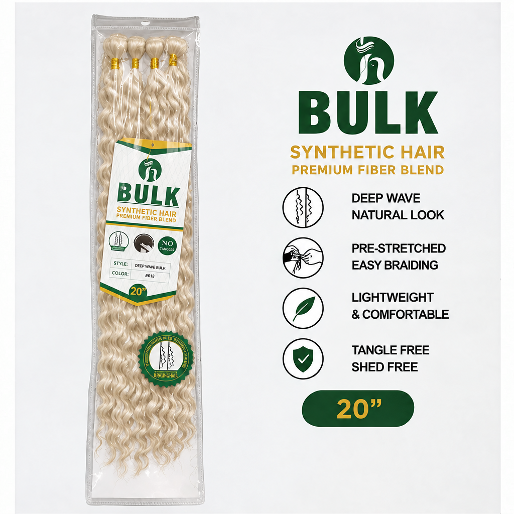 BULK Deep Wave synthetic boho hair 20 inch in 613 blonde, retail package