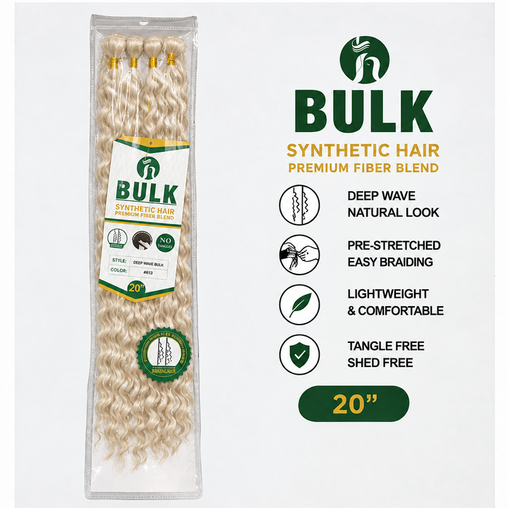 BULK Deep Wave synthetic boho hair 20 inch in 613 blonde, retail package