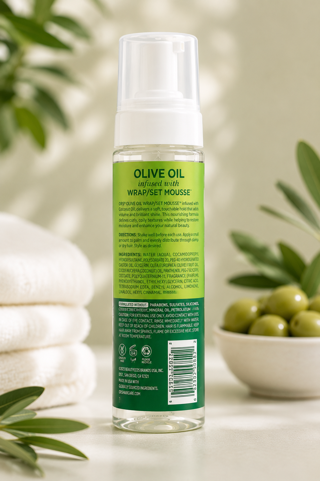 ORS Olive Oil Hold & Shine Wrap/Set Mousse – Coconut Oil, 7 fl oz