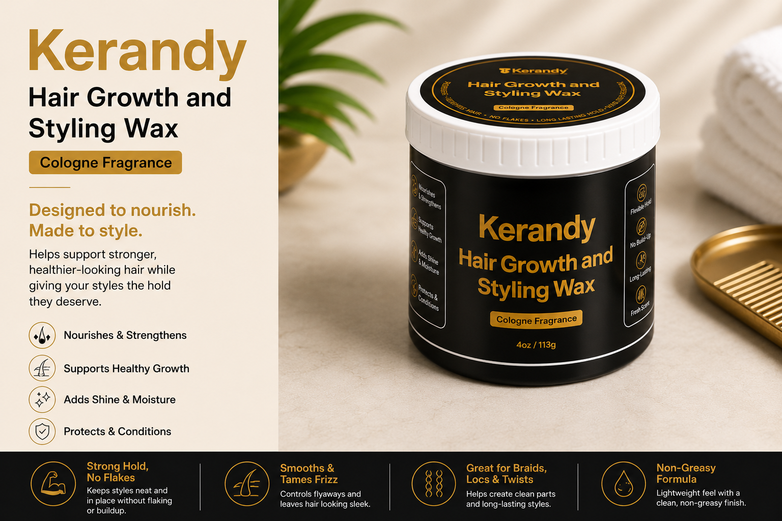 Kerandy Hair Growth and Styling Wax