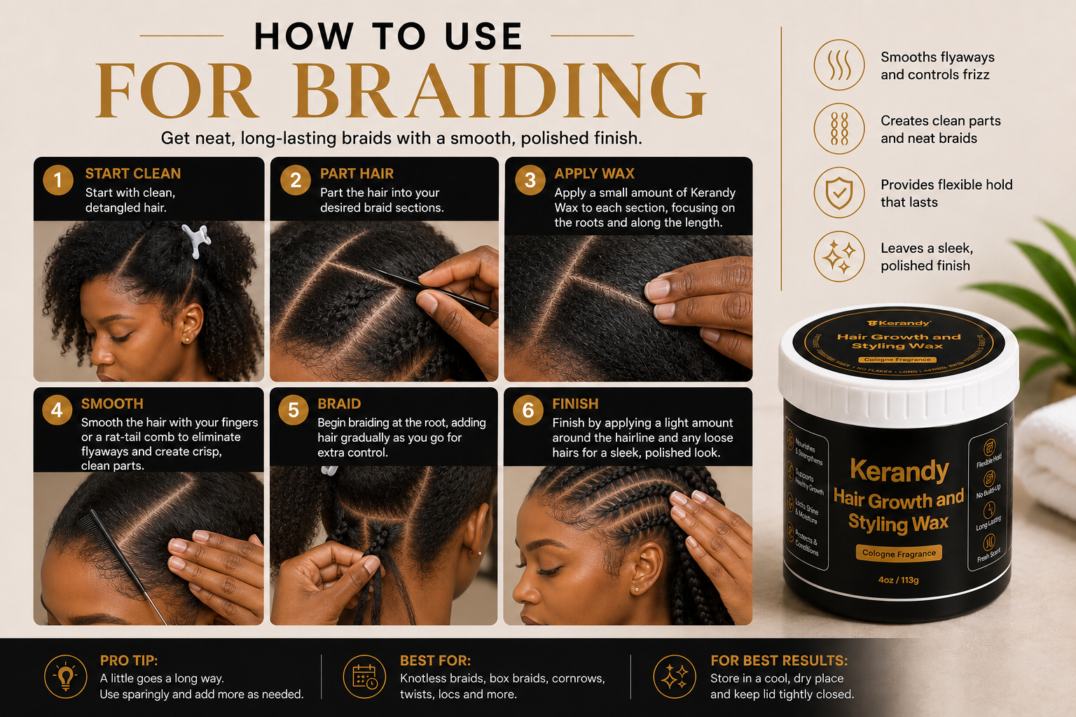 Kerandy Hair Growth and Styling Wax