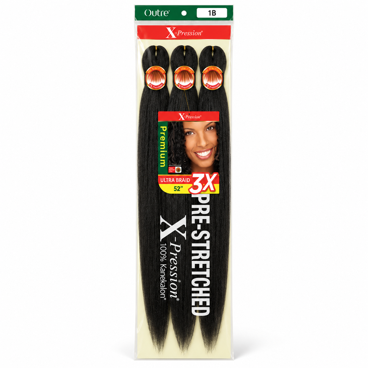 X-Pression Premium 3X Ultra Braid 52" – Color 1B Natural Black