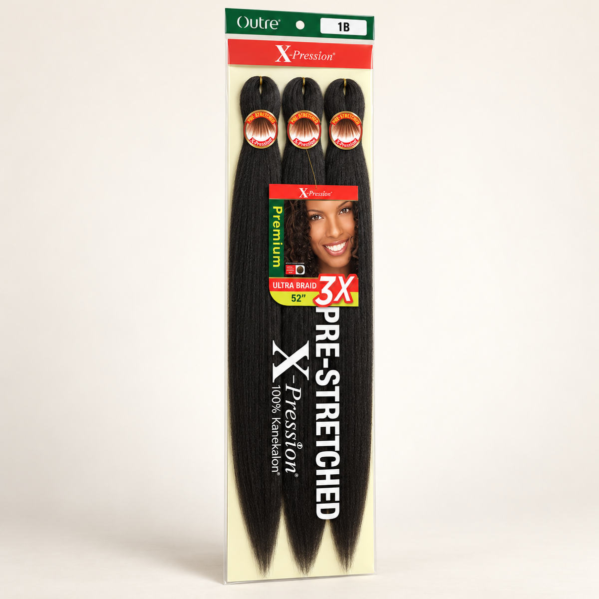 X-Pression Premium 3X Ultra Braid 52" – Color 1B Natural Black