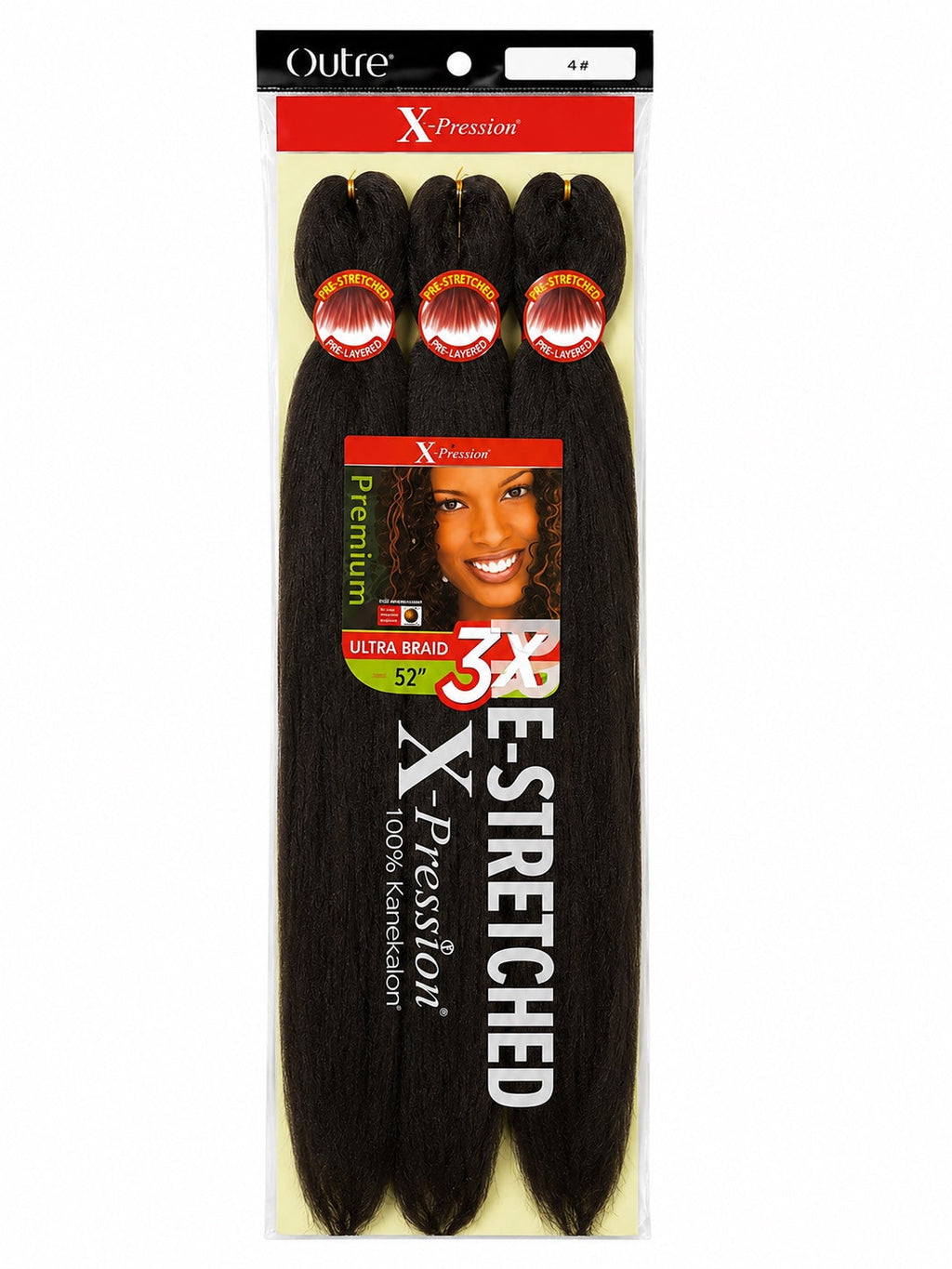 Outre X-Pression 3X Ultra Braid 52-inch Dark Mahogany Brown-Black packaged product