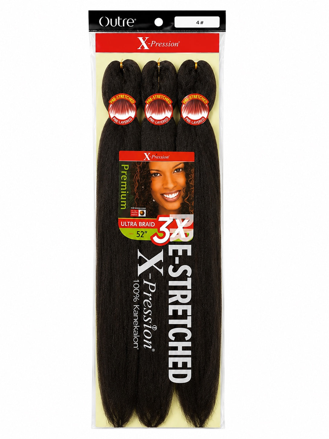 Outre X-Pression 3X Ultra Braid 52-inch Dark Mahogany Brown-Black packaged product