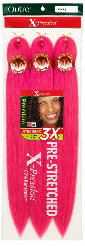 Outre X-Pression 3X Ultra Braid 52 inch in Pink packaging