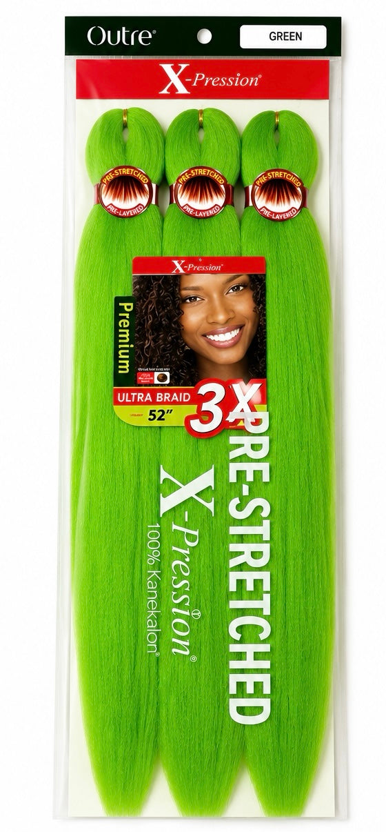 Outre X-Pression 3X Ultra Braid 52 inch Green packaging