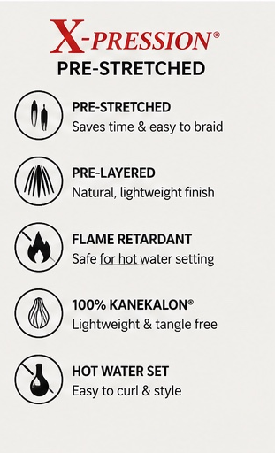 Outre X-Pression pre-stretched braiding hair product features