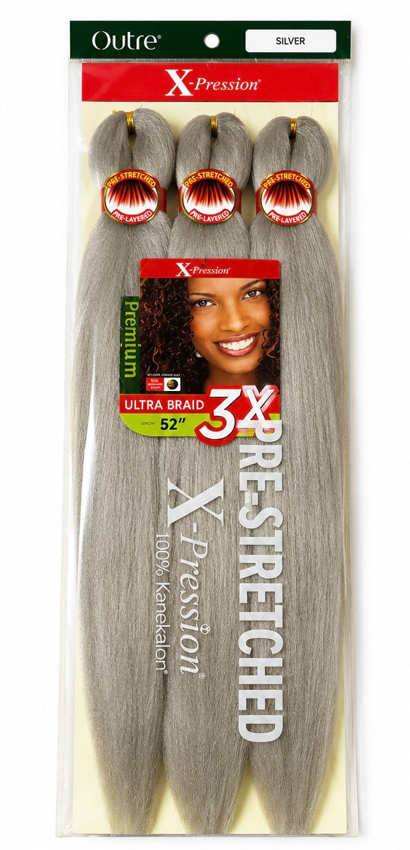 Outre X-Pression 3X Ultra Braid 52 inch Silver packaging