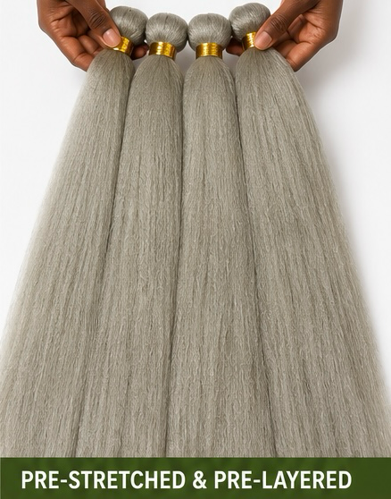 Outre X-Pression Silver pre-stretched and pre-layered hair bundles