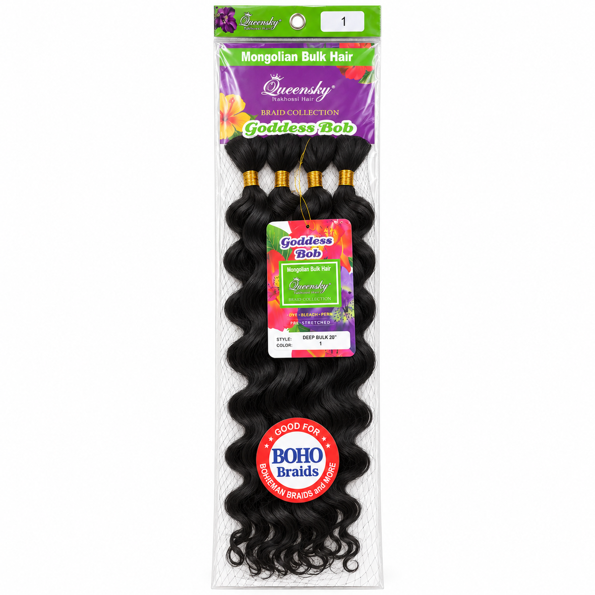 Queensky Goddess Bob Deep Bulk 20-inch color 1 retail package on white.