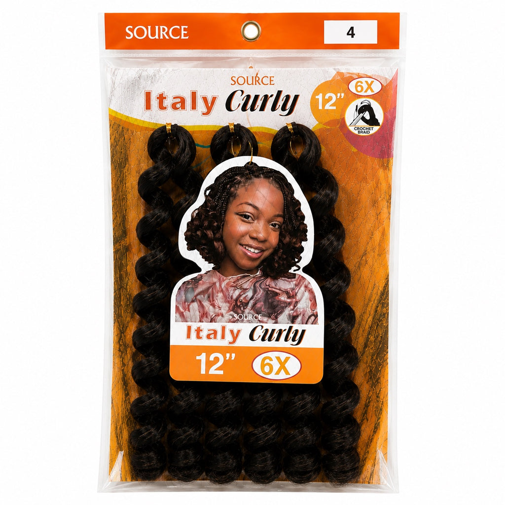 Source Italy Curly 6X Crochet Braid 12 inch color 4 front package