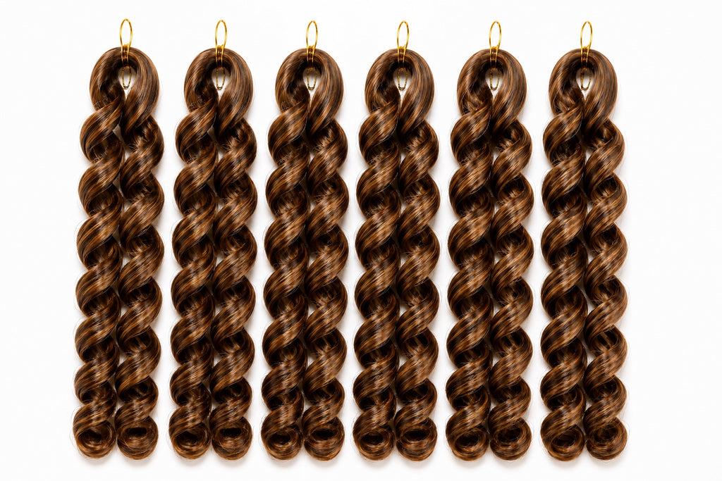 Six bundles of Source Italy Curly crochet braid 12 inch color B29