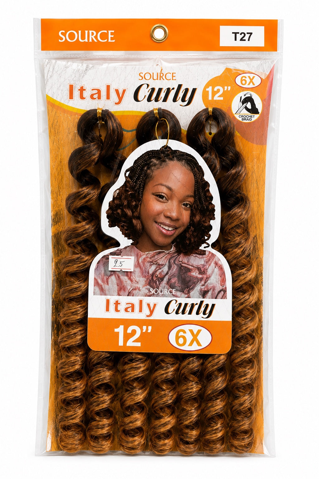 Source Italy Curly 6X Crochet Braid 12 inch T27 front package