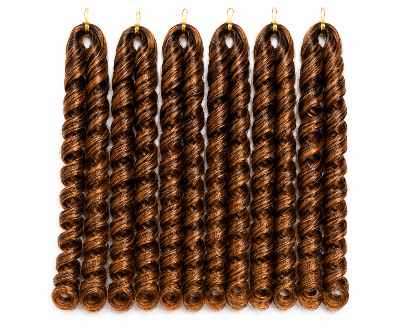 Six bundles of Source Italy Curly T27 pre-looped crochet braid hair