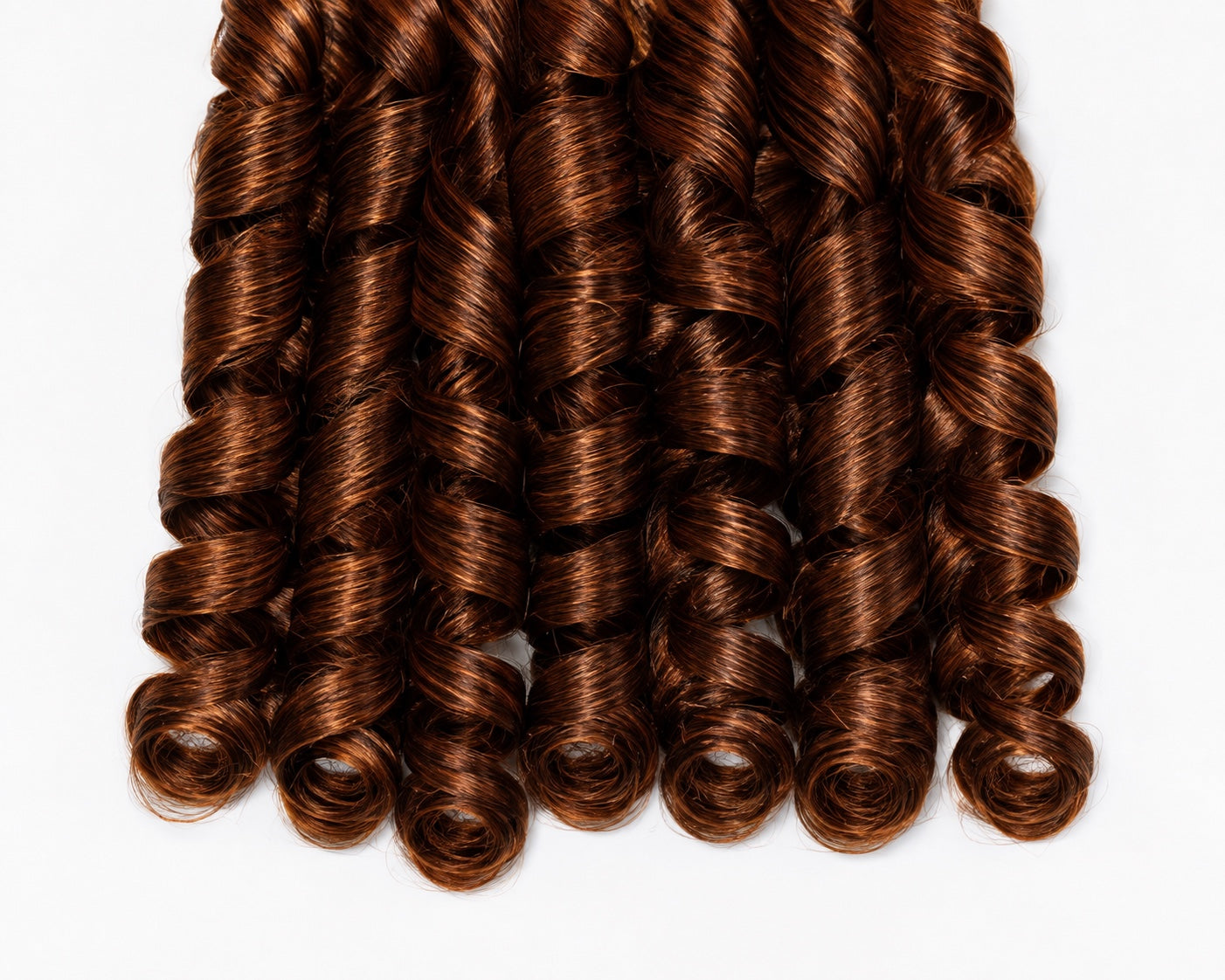 Close-up texture and curled ends of Source Italy Curly T30 crochet braid