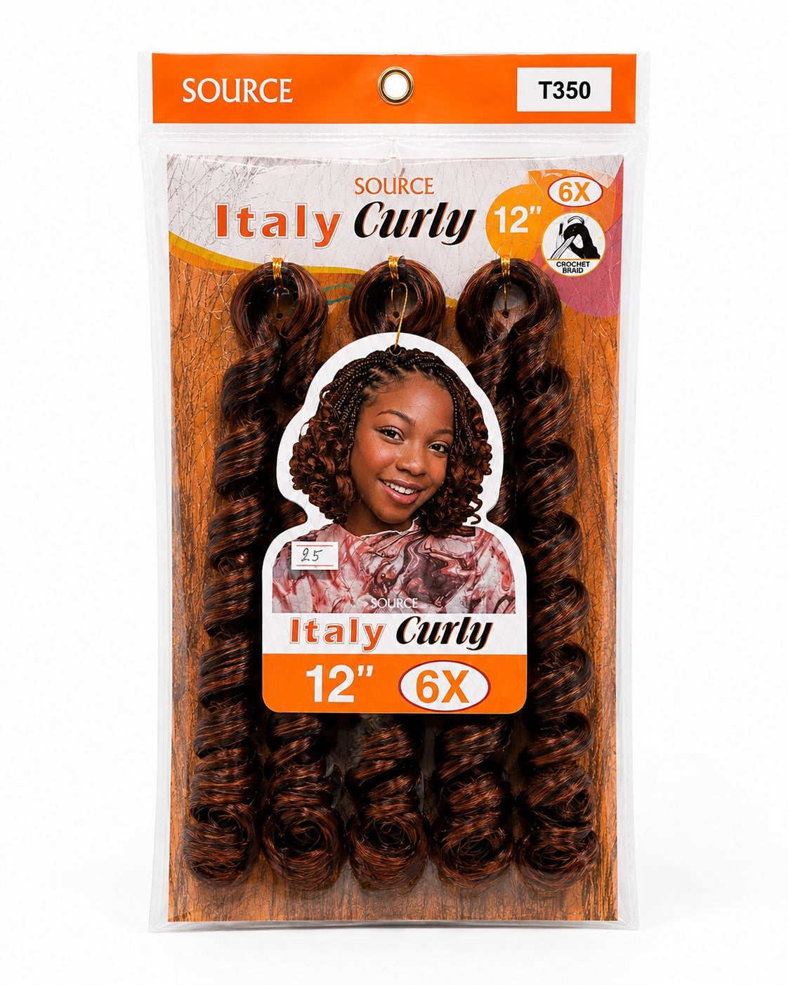 Source Italy Curly 6X Crochet Braid 12 inch T350 front package